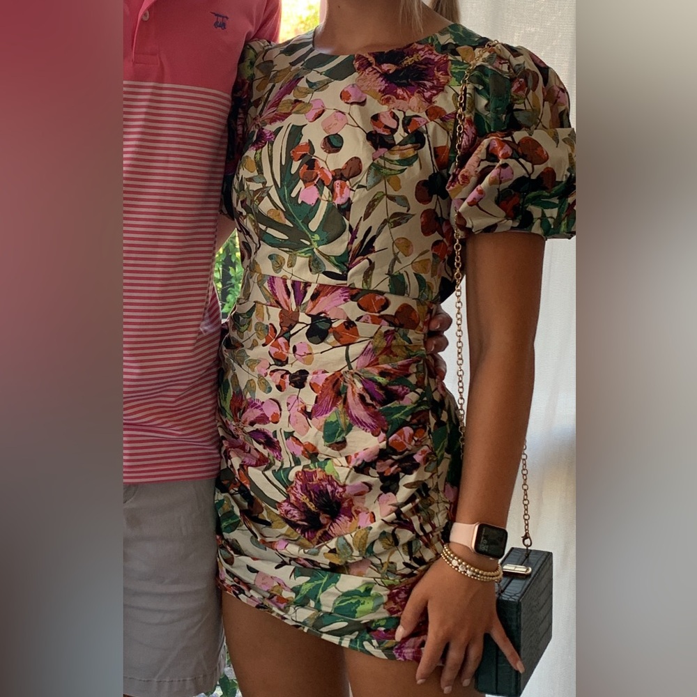 Moodie Floral Mini Dress *BROKEN ZIPPER PICTURED*
